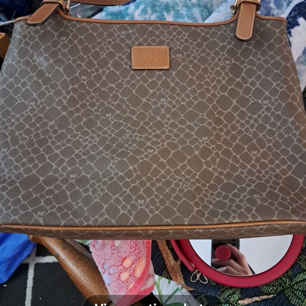 Nina Ricci Brown and Tan Patterned Tote